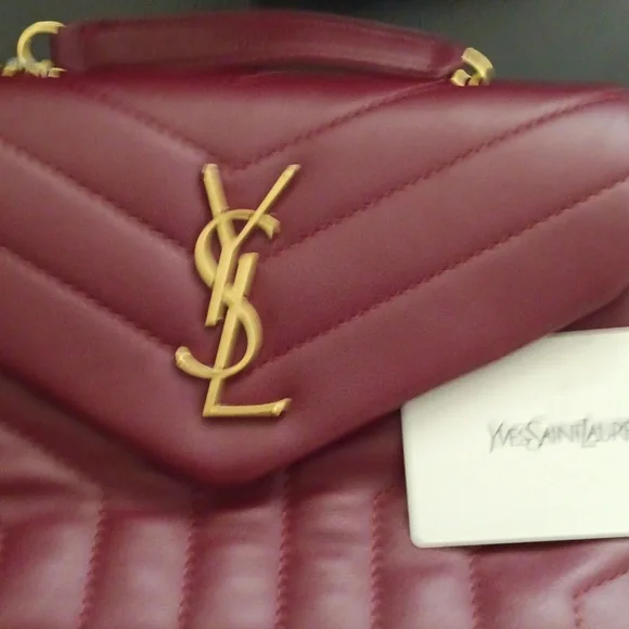 Leather Quilted Monogram Small  NEW BURGAndy Firm Last Offer As Is - Picture 7 of 8